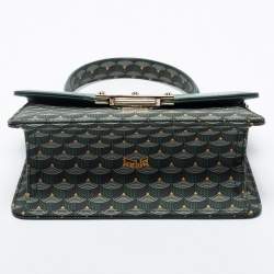 مملوكة مسبقًا Faure Le Page Green Coated Canvas and Leather Parade Top Handle Bag 