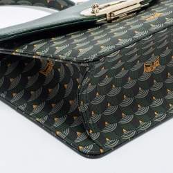 مملوكة مسبقًا Faure Le Page Green Coated Canvas and Leather Parade Top Handle Bag 