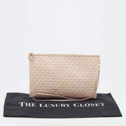 Pre Owned Faure Le Page Pink/Peack Coated Canvas and Leather Wristlet Clutch
