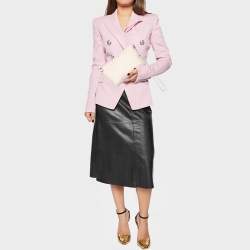 Pre Owned Faure Le Page Pink/Peack Coated Canvas and Leather Wristlet Clutch