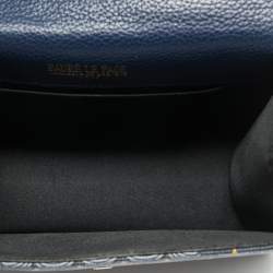 Pre Owned Faure Le Page Navy Blue Coated Canvas and Leather Parade Top Handle Bag 