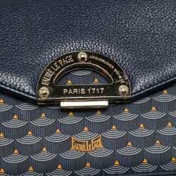 Pre Owned Faure Le Page Navy Blue Coated Canvas and Leather Parade Top Handle Bag 