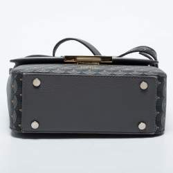 Faure Le Page Grey Coated Canvas and Leather Parade Top Handle Bag