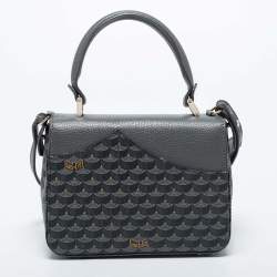 Faure Le Page Grey Coated Canvas and Leather Parade Top Handle Bag