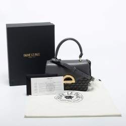 Faure Le Page Grey Coated Canvas and Leather Parade Top Handle Bag