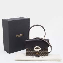 Faure Le Page Brown Coated Canvas and Leather Parade Top Handle Bag 