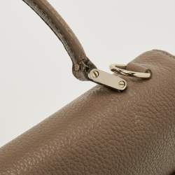 Faure Le Page Beige/Brown Coated Canvas and Leather Parade Top Handle Bag