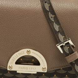 Faure Le Page Beige/Brown Coated Canvas and Leather Parade Top Handle Bag