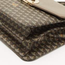 Faure Le Page Beige/Brown Coated Canvas and Leather Parade Top Handle Bag