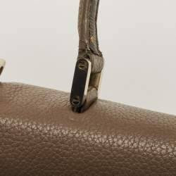 Faure Le Page Beige/Brown Coated Canvas and Leather Parade Top Handle Bag