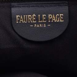 Faure Le Page Black Coated Canvas and Leather Wristlet Clutch