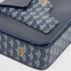 Fauré Le Page Navy Blue Leather and Coated Canvas Calibre 21 Top Handle Bag
