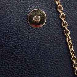 Fauré Le Page Navy Blue Leather and Coated Canvas Calibre 21 Top Handle Bag