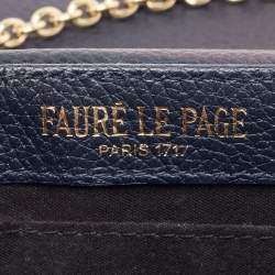 Fauré Le Page Navy Blue Leather and Coated Canvas Calibre 21 Top Handle Bag