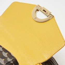 Fauré Le Page Yellow Coated Canvas and Leather Parade Top Handle Bag