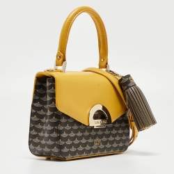 Fauré Le Page Yellow Coated Canvas and Leather Parade Top Handle Bag