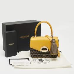 Fauré Le Page Yellow Coated Canvas and Leather Parade Top Handle Bag