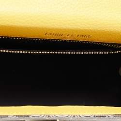Fauré Le Page Yellow Coated Canvas and Leather Parade Top Handle Bag