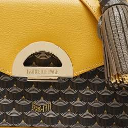 Fauré Le Page Yellow Coated Canvas and Leather Parade Top Handle Bag