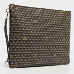 Faure Le Page Grey Coated Canvas and Leather Pouch