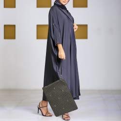 Faure Le Page Grey Coated Canvas and Leather Pouch