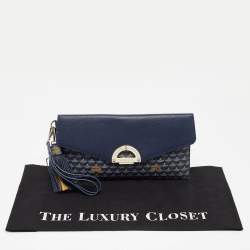 Pre Owned Faure Le Page Navy Blue Coated Canvas and Leather Parade Clutch 