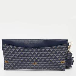 Pre Owned Faure Le Page Navy Blue Coated Canvas and Leather Parade Clutch 