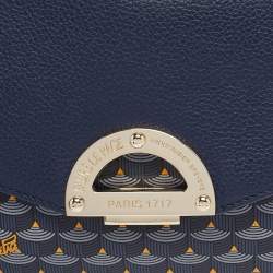 Pre Owned Faure Le Page Navy Blue Coated Canvas and Leather Parade Clutch 