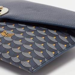 Pre Owned Faure Le Page Navy Blue Coated Canvas and Leather Parade Clutch 
