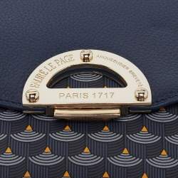 Pre Owned Faure Le Page Navy Blue Coated Canvas and Leather Parade Clutch 