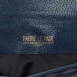 Pre Owned Faure Le Page Navy Blue Coated Canvas and Leather Parade Clutch 