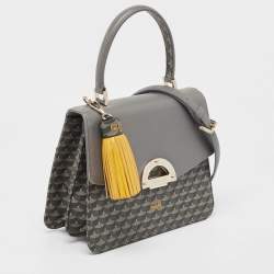 Faure Le Page Grey Coated Canvas and Leather Parade Top Handle Bag