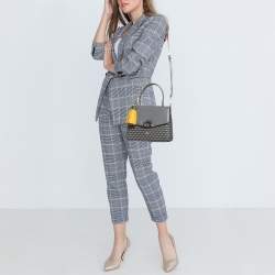 Faure Le Page Grey Coated Canvas and Leather Parade Top Handle Bag