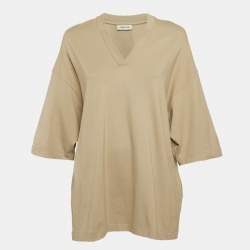 Fear of God Dark Beige Knit V-Neck Oversized T-Shirt XS