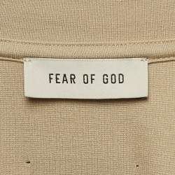 Fear of God Dark Beige Knit V-Neck Oversized T-Shirt XS