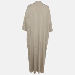 Pre Owned Fear of God Beige Logo Print Cotton Maxi Dress M