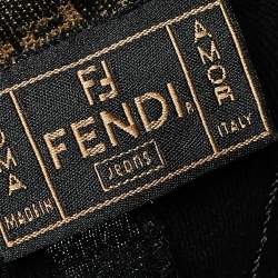 Fendi Jeans Black Wool Knit Logo Trim Detail Button Front Cardigan L
