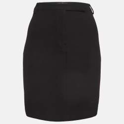 Fendi Jeans Vintage Black Crepe Pencil Skirt L
