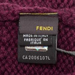 Pre Owned Fendi Burgundy Wool Knit Beanie 