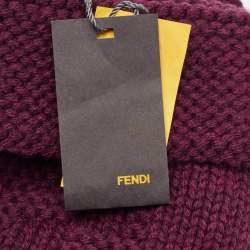 Pre Owned Fendi Burgundy Wool Knit Beanie 