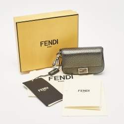 Fendi Grey Leather Nano Baguette Bag Charm