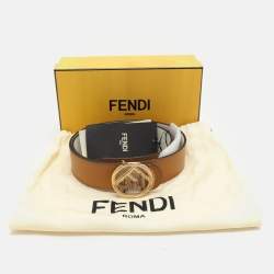 Fendi Caramel/White Leather F is Fendi Reversible Belt 75 CM