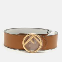 Fendi Caramel/White Leather F is Fendi Reversible Belt 75 CM