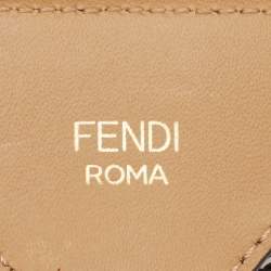 Pre Owned Fendi Yellow/Tan Embroidered Canvas and Leather Strap You Shoulder Bag Strap