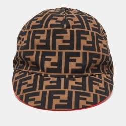 Pre Owned Fendi Tobacco Brown Zucca Pattern Canvas Baseball Cap 