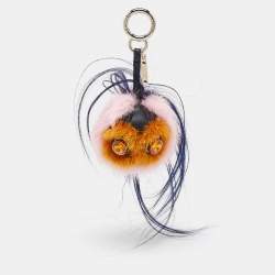 Pre Owned Fendi Multicolor Mink Fur and Leather Funky Monster Bug Bag Charm