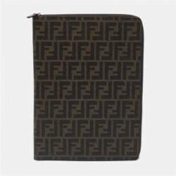 Fendi Tobacco Zucca Coated Canvas Documents Holder