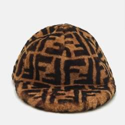 Fendi Brown Zucca Shearling Baseball Cap M