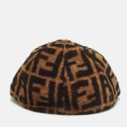 Fendi Brown Zucca Shearling Baseball Cap M