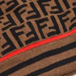 Fendi Brown Zucca Cashmere Knit Beanie